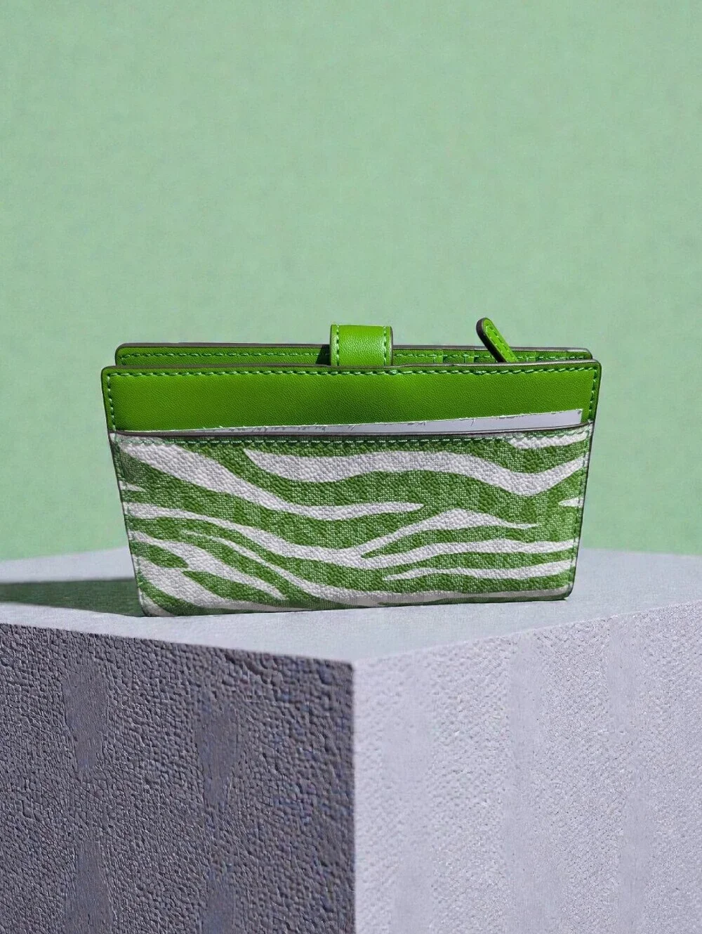 Michael Kors Greenwich Bifold Zebra Wallet - Jungle Green (NWT)